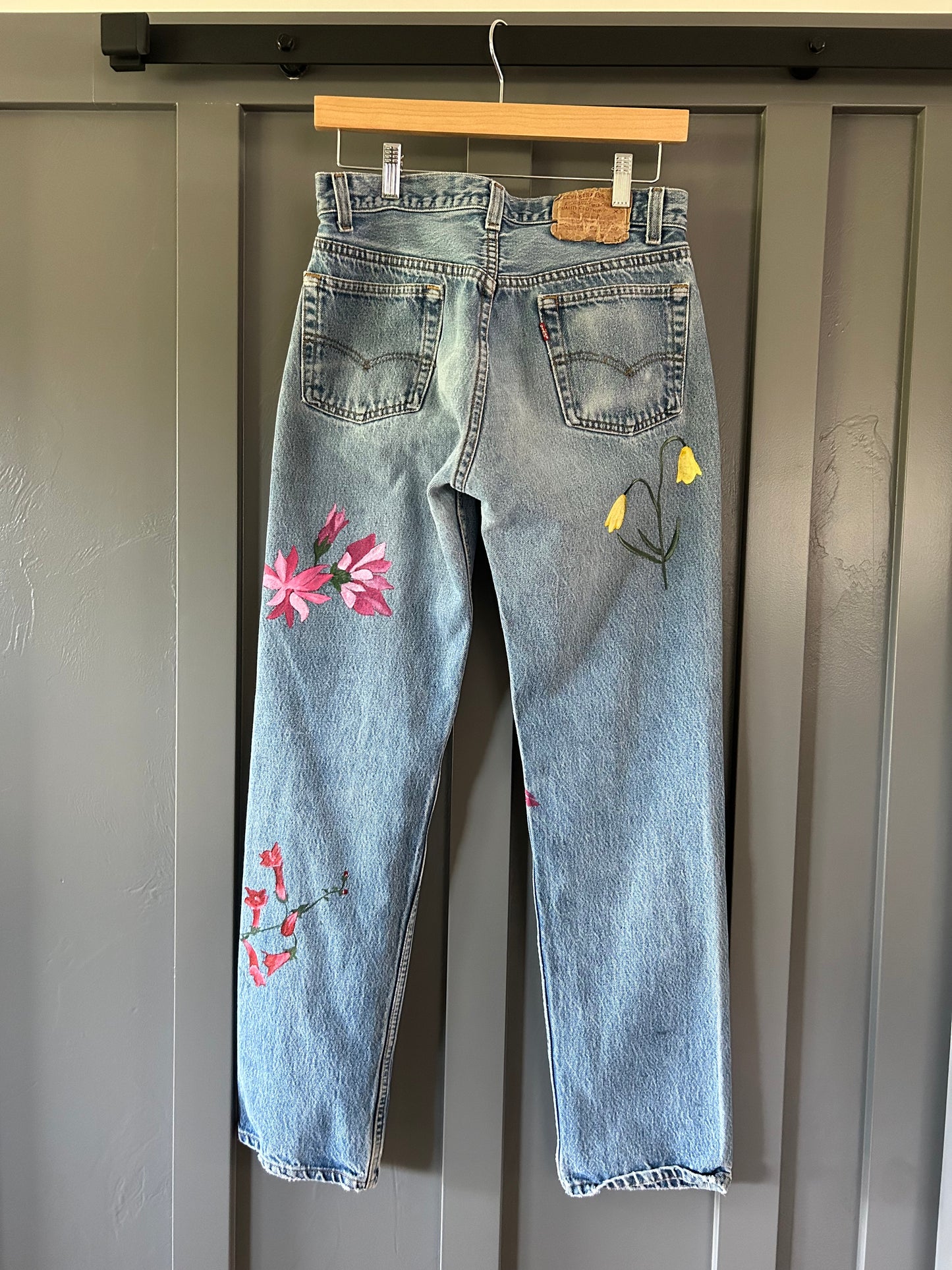 Vintage Hand Painted Wildflower Denim