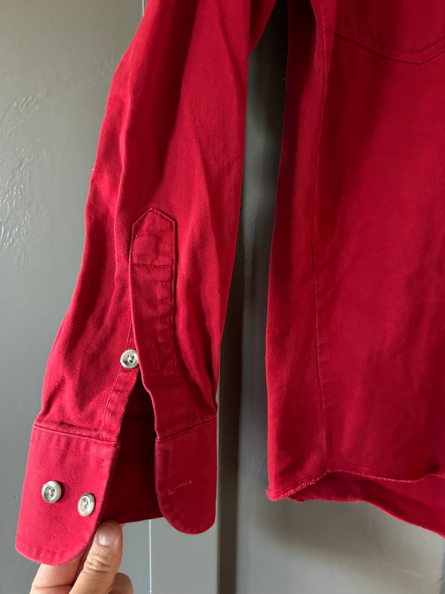 Vintage Red Denim Button Down