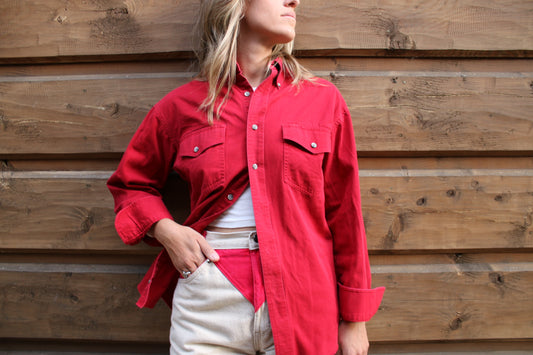 Vintage Red Denim Button Down