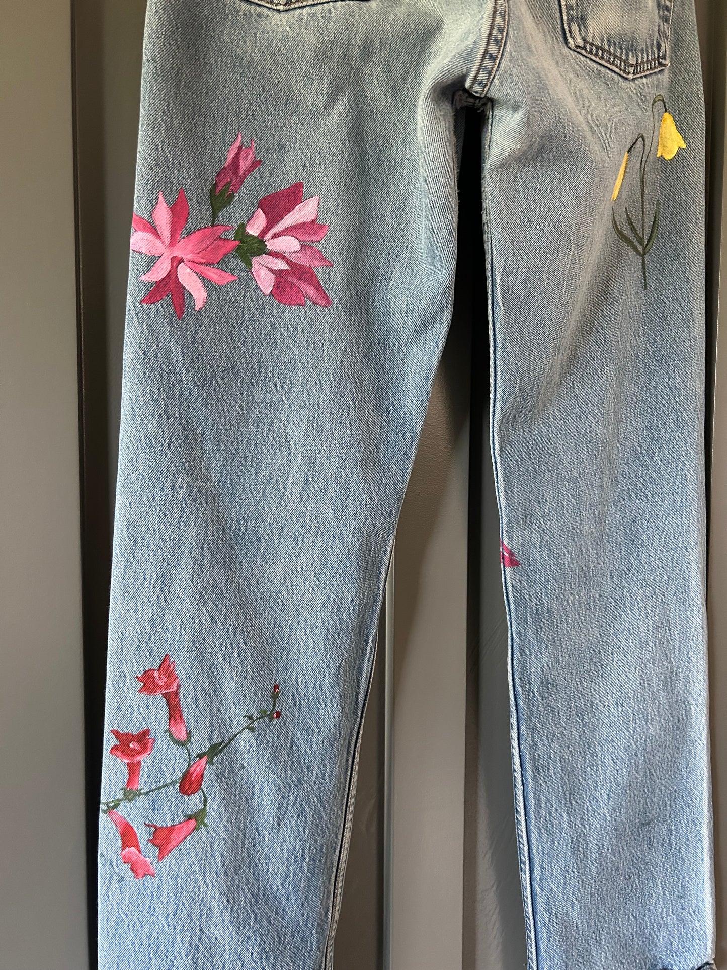 Vintage Hand Painted Wildflower Denim