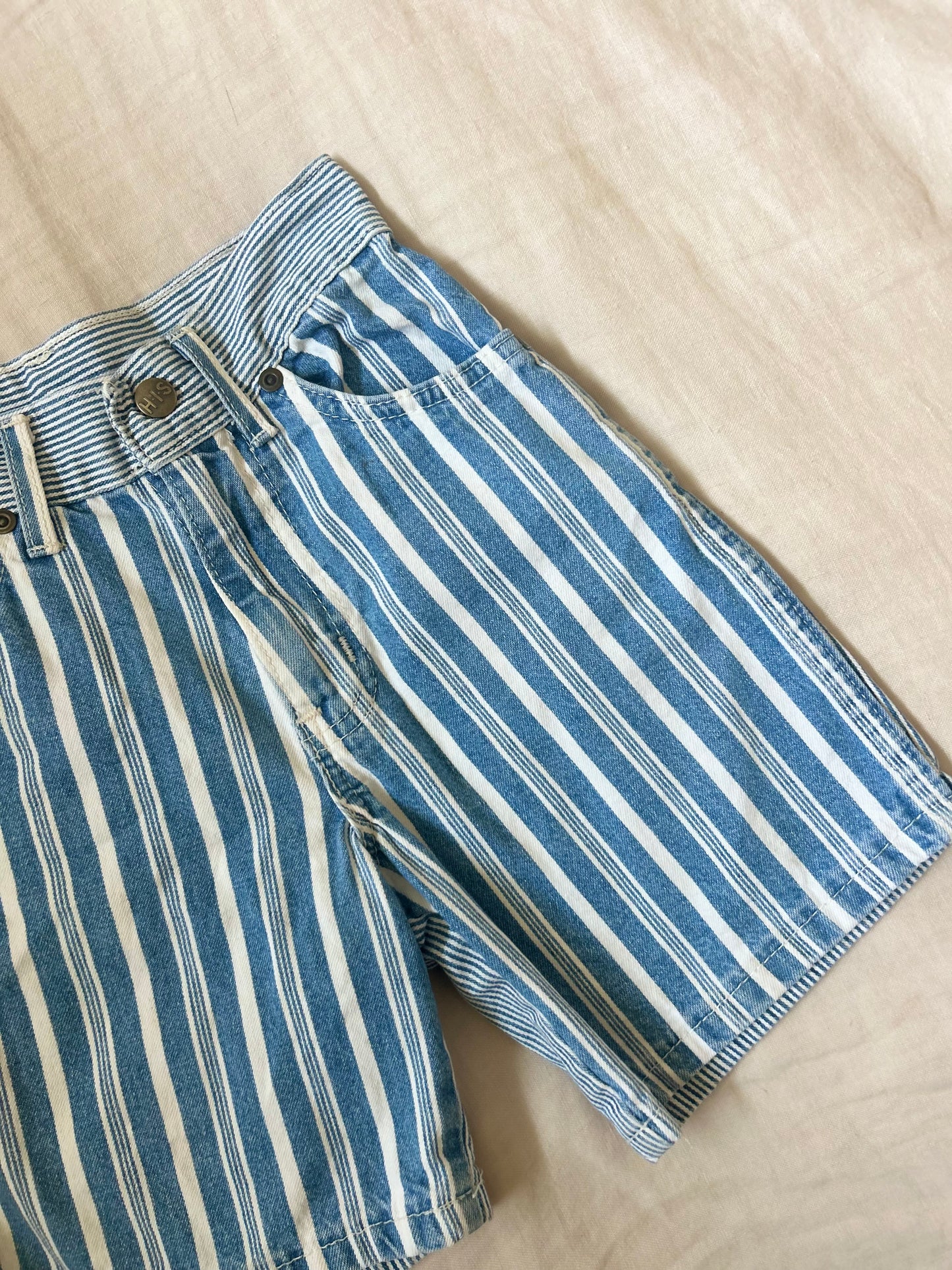 Pinstriped Jean Shorts