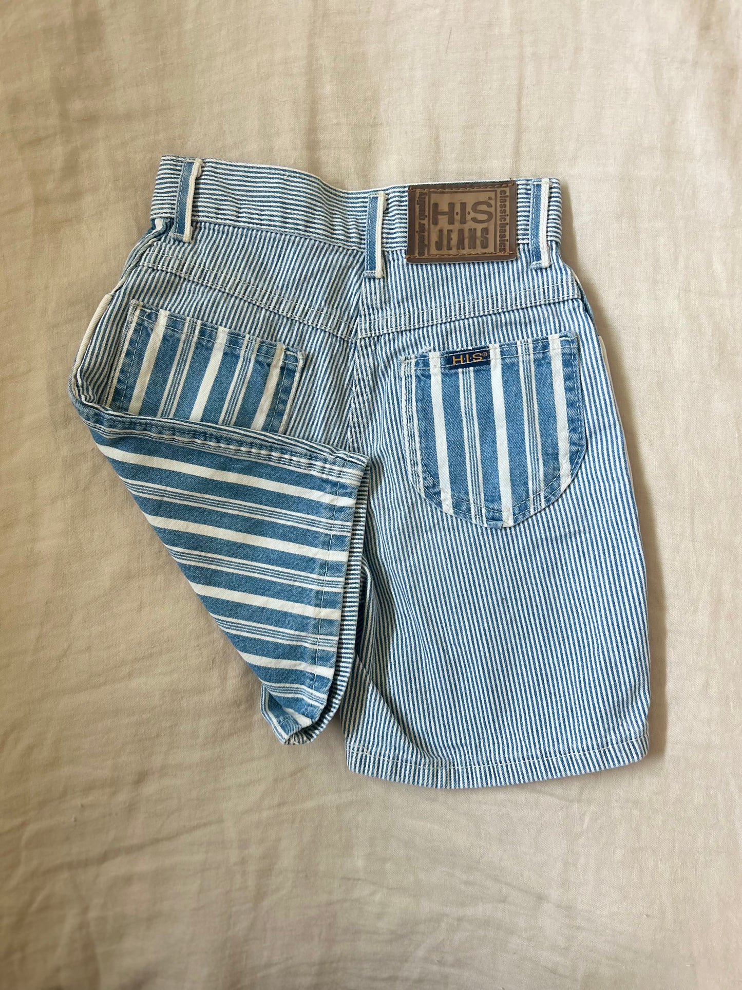 Pinstriped Jean Shorts